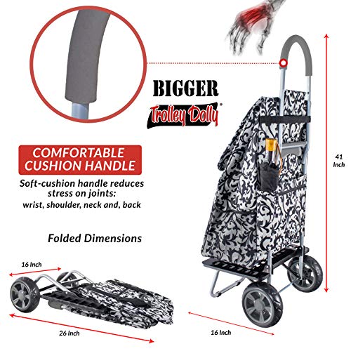 dbest products Bigger Trolley Dolly, Baroque Shopping Grocery Foldable Cart - color: Baroque