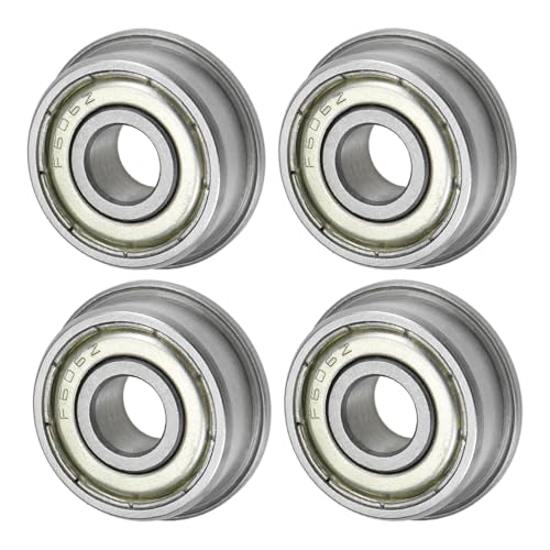 M METERXITY 4-Pack F606ZZ Flanged Ball Bearing, 6 x 17 x 6mm Double Metal Shielded Chrome Steel (GCr15) Flange Rip Bearings for Wheelbarrow/Printer/Fax Machines/Power Tools - size: 6mm x 17mm x 6mm