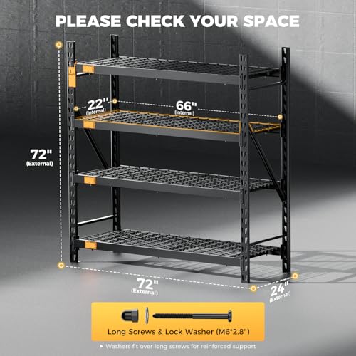 CAMMOO 6000LBS Heavy Duty Storage Shelves, 72''W x 24''D x 72''H - size: 72''W x 24''D x 72''H