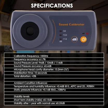 Professional Sound Level Calibrator Decibel Meter Calibration with Three Calibration Level at 94dB & 104dB & 114dB, SPL Meter Calibrator for dB Noise meter