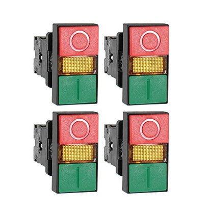 Double Head Push Button, Signal Lamp Start/Stop Switch (4 Pack) - size: 4 Pack