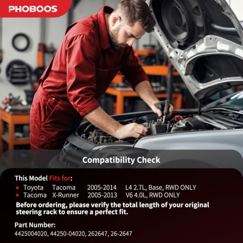 PHOBOOS Hydraulic Power Steering Rack and Pinion Fit for Toyota Tacoma - size: 26-2647