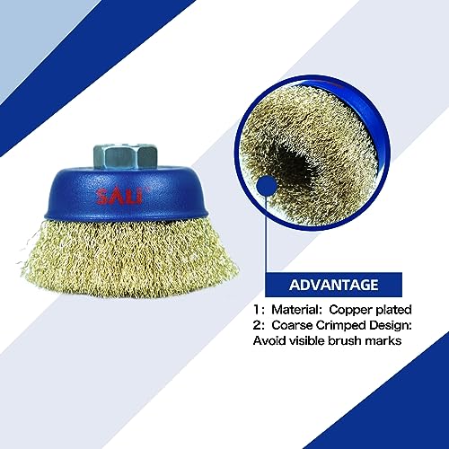 SALI 12 Pack Wire Cup Brush, 3 Inch Coarse Crimped Cup Brush for Grinders, with 5/8 Inch Arbor for Heavy Cleaning Rust, Stripping and Abrasive, for Angle Grinder - style: Coarse Crimped Wire