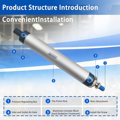 CG WEITENG Pneumatic Mini Pneumatic Cylinder MAL Single Rod Aluminum Double Acting Pneumatic Cylinder 32mm Bore 150mm Stroke(MAL32x150) - color: MAL-32 mm, size: 150 mm