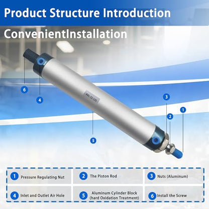 CG WEITENG Pneumatic Mini Pneumatic Cylinder MAL Single Rod Aluminum Double Acting Pneumatic Cylinder 32mm Bore 150mm Stroke(MAL32x150) - color: MAL-32 mm, size: 150 mm