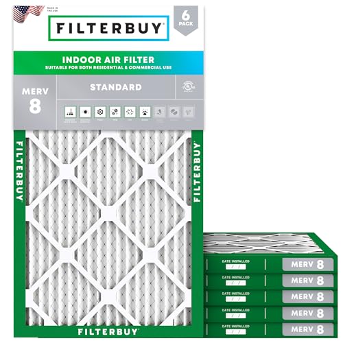 Filterbuy 11.25x23.25x1 Air Filter MERV 8 Dust & Allergy Defense (6-Pack) - size: 11.25x23.25x1