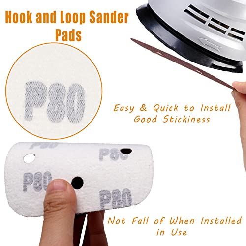 60 Pcs 80 Grit Mouse Detail Sander Sandpaper, Aluminum Oxide Mouse Sander Pads 5 Hole Palm Sander Pads Sanding Sheets for 140mm Mouse Sander - size: 80 Grit