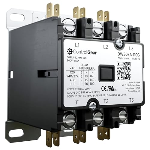 3-Pole Definite Purpose Contactor, 30A, 24V Coil, UL Recognized, A2L Cert. - size: 3P 30A 24V coil