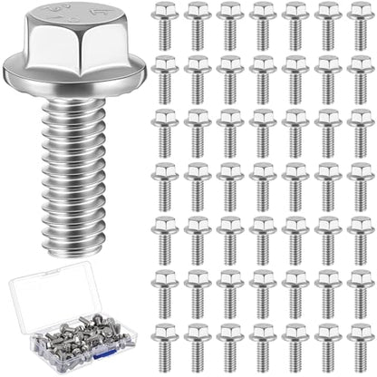 Zonon 50pcs 5/16-18 x 3/4 Inch 304 Stainless Steel Flanged Bolts, Silvery - color: Silvery, size: 5/16-18 x 3/4''