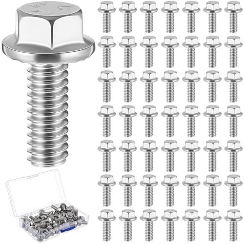 Zonon 50pcs 5/16-18 x 3/4 Inch 304 Stainless Steel Flanged Bolts, Silvery - color: Silvery, size: 5/16-18 x 3/4''