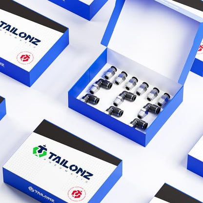TAILONZ PNEUMATIC Elbow and Straight Combination 1/2 Inch Tube OD x 1/2 Inch NPT Thread Push to Connect Fittings PC-1/2-N4+PL-1/2-N4(Pack of 12) - size: 1/2"OD x 1/2"NPT