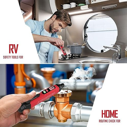Gas Leak Detector, PT202 Portable Natural Gas Leak Alarm Locate Gas Leaks of Combustible Gases Like Methane, LPG, LNG, Fuel for Home(Includes Battery x2 & Carrying Pouch) (Red) - color: Red