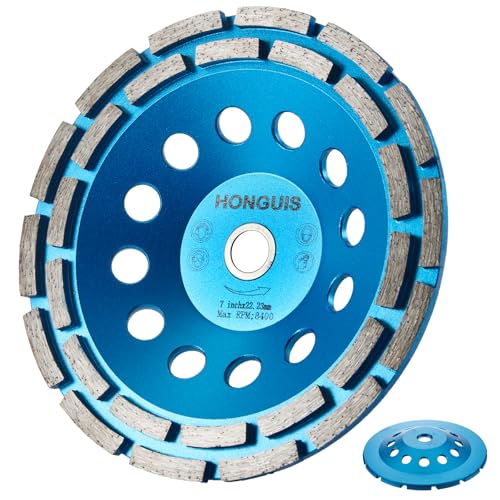 7 inch Concrete Grinding Wheel,7/8"-5/8" Threaded Arbor Diamond Cup Wheel Double Row for Granite Marble Masonry Stone with Concrete Grinder(7/8"-5/8") - style: 7 Inch