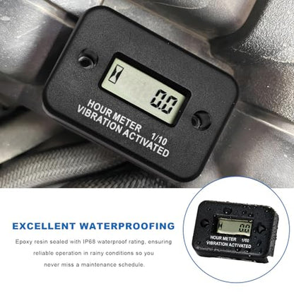Vibration Hour Meter, Waterproof Digital LCD Hour Gauge Maintenance Reminder, Tiny Vibration Activated Time Counter for Motorcycle Generator Compressor, Motorcycle Accessories