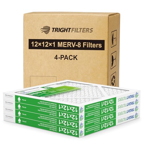 TRIGHTFILTERS 12x12x1 Air Filter 4 Pack, MERV 8 Pleated HVAC Furnace Filter - size: 12x12x1