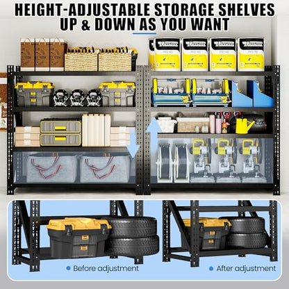 Heavy Duty Metal Shelving Units, Garage Shelves & Storage System - size: 71"W x 24"D x 69"H