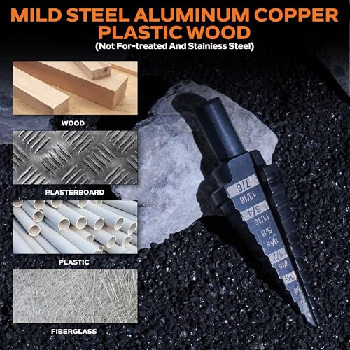KSEIBI #2 HSS Step Drill Bit Set 3/16-1/2" with 3/8 Shank - Black Oxide Finish for Metal, Wood, Plastic Drilling - Durable, Precision Multi-Sized Bits with 3-Flat Shank 575040 - size: #2 (3/16-1/2 inch)