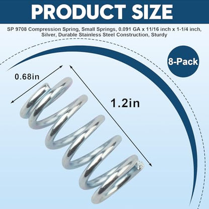 8-Pack 9708 Compression Spring, 0.091 GA x 11/16 inch x 1-1/4 inch