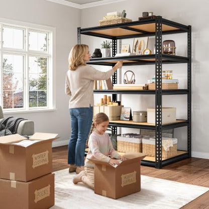 ROOMFAVE Garage Shelving Heavy Duty, 5 Tier,72" H x 35.56" W x 16" D Black - size: 72" H x 35.56" W x 16" D