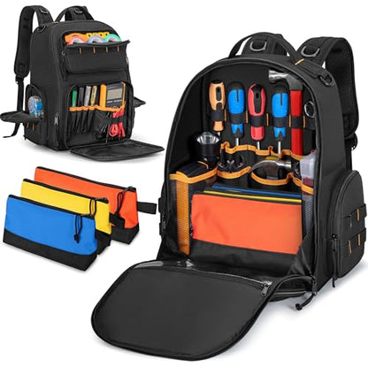 Rexmica Tool Organizer Bag Backpack with 3 Tool Zipper Pouch for Men