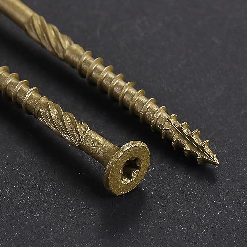 Wensilon #10 * 3" Deck Screws, (137pcs) 2 lbs.Exterior Wood Screws, Rust Resistant epoxy Coated, Bronze, T25 Star Bit - color: Yellow, size: 10*3