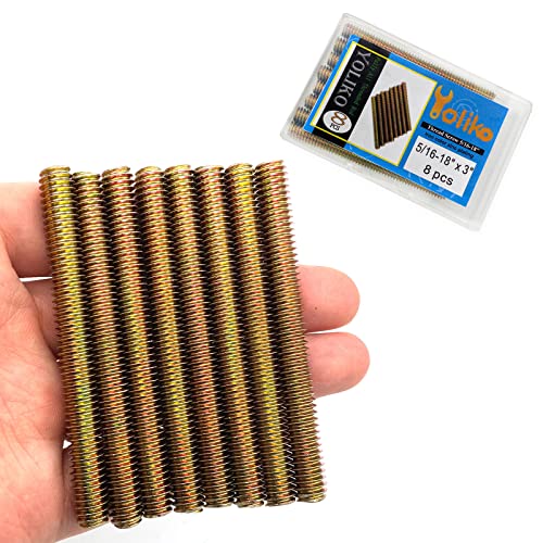 8pcs Color Zinc Fully All Threaded Rod Carbon Steel Long Thread Screw 5/16x3 for Furniture Garden Railing Mounting Assembly Fastening Steel Frame Connection Full Thread Rod for Furniture - size: Color-Zinc 5/16x3 Inch-8P