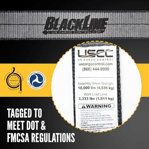 US Cargo Control Blackline Ratchet Straps Heavy Duty (2-Pack), 2 Inch x 18 Foot Black Ratchet Straps with Double J Hooks, 13,000 LBS Break Strength, Heavy Duty Tie Downs for Trucks and Trailers - size: 2" x 18' (Pack of 2)