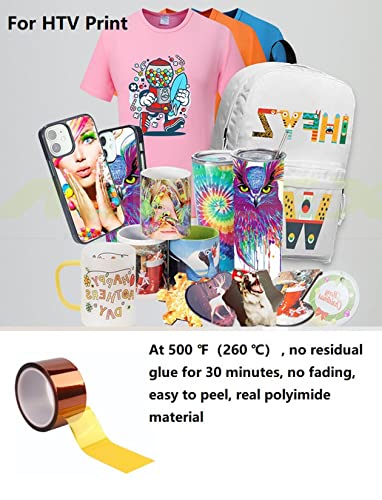 2 Rolls 1/2 Inch13mm X 33m 108ft 3D Polyimide Heat ,Heat Resistant ,Heat Transfer ,Thermal ,Sublimation Tape,Heat Vinyl Press Tape,No Residue,High Temperature Tape,Electronics,Soldering,Circuit Board - size: 1/2 Inch 13mm 2 rolls