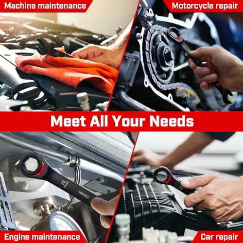 ironcube 24-Piece Ratcheting Wrench Set: Metric & SAE - 8mm to 19mm & 1/4" to 3/4" - 72 tooth - Chrome Vanadium Steel - Tough Balck - with Organizer - size: 24 Piece SAE&METRIC