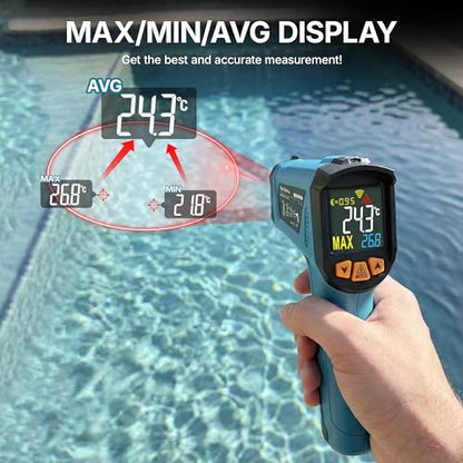 Tilswall Infrared Thermometer Gun, -58°F to 1472°F(-50~800°C), Sky Blue - color: black