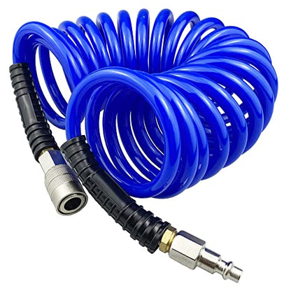 Darnassus PU Recoil Air Hose Compressor Tube with 1/4" Swivel Fittings - color: Blue, size: 15 FT