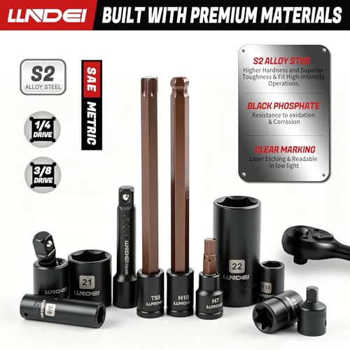 LLNDEI 3/8" Extended Reach Cordless Ratchet Set 102Pcs