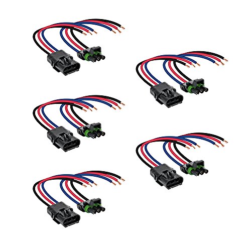 TRUE MODS 5pc 3-Wire Weather Pack Connector Kit 12 AWG 10in Wires Assembled - color: 3-Way 12 AWG, size: 5 Pack