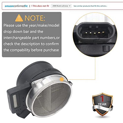 Maf Mass air Flow Sensor Meter Compatible with Buick Rainer 2004-2007; Chevrolet Silverado 1500 2500 3500 1999-2007; GMC Yukon 2000-2006 and More Replace OE AF10043 25318411 213-4160