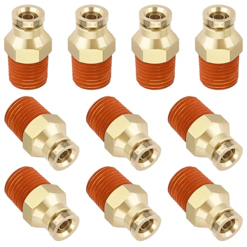 DOT Approved Male Straight Brass Union 1/4" Tube x 1/4" NPT, 10PCS - size: 1/4" OD x 1/4" NPT