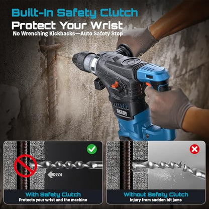Seesii 13 Amp SDS-Plus Rotary Hammer Drill for Concrete, 6J, 4 Functions