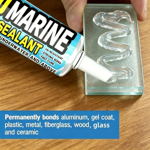 [Clear] 5200 Marine Adhesive Sealant Fast Cure – Waterproof Permanent Bond for Boats, RVs, Ponds, Above & Below Waterline, 3 oz - color: Clear 1Pcs