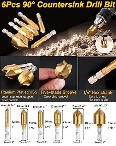 Rocaris 39 Pack Woodworking Chamfer Drilling Tools Set Kit