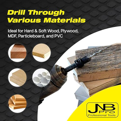 Countersink Drill Bit Set – 5pc Self-Centering Woodworking Bits with 4 Flutes, M2 HSS Material, 1/4" Hex Change, Depth Collar, Includes 2 Free Tapered Bits for Precision Drilling – #6 (9/64") - style: 5 Pc #6(9/64")