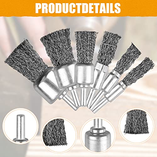 30 Pack Wire End Brush Set, 6 Sizes 0.012" Crimped Carbon Steel Wire Wheel Drill with 1/4 Inch Hex Shank - style: 30 Pcs Kit