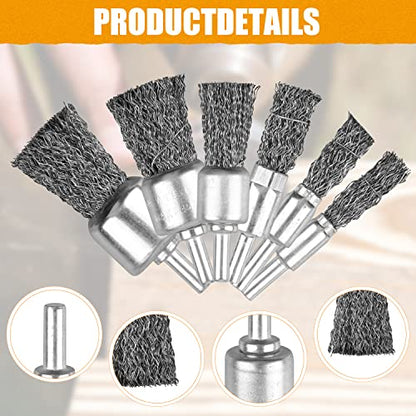 30 Pack Wire End Brush Set, 6 Sizes 0.012" Crimped Carbon Steel Wire Wheel Drill with 1/4 Inch Hex Shank - style: 30 Pcs Kit