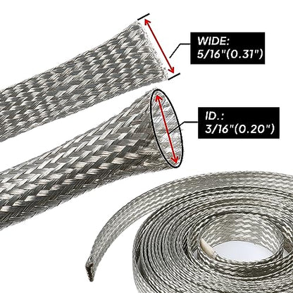 Tinned Copper Grounding Strap Metal Braided Wire Shielding Wrap Cable Sleeve Prevention Mesh Electronic Interfernce Screening 3/16" ID (5/16 inch - 18ft) - size: 5/16 inch - 18ft