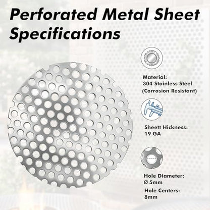 Perforated Stainless Steel Sheet, 0.2" Aperture (About 1/5",5mm), 304 Stainless Steel Mesh Panel, Flue Ventilation, Filtration, Speaker Grille(1Pcs 4'' Round) - color: 1Pcs 4'' Round