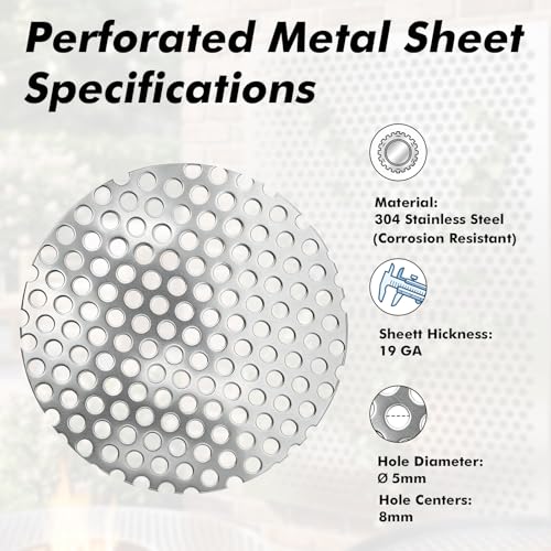 Perforated Stainless Steel Sheet, 0.2" Aperture (About 1/5",5mm), 304 Stainless Steel Mesh Panel, Flue Ventilation, Filtration, Speaker Grille(1Pcs 4'' Round) - color: 1Pcs 4'' Round