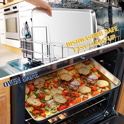 P&P CHEF Baking Sheet Pan, Stainless Steel Cookie Sheet, 17.3 Inch & 2 Pcs - size: 17.3 Inch