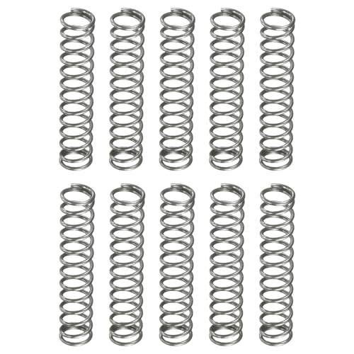 Generic 10Pcs Compression Spring, 4mm OD, 0.5mm Wire Size, 20mm Free Length, Spring Steel Construction Extended Mechanical Compression Springs for Shop and Home Repairs, Silver Tone