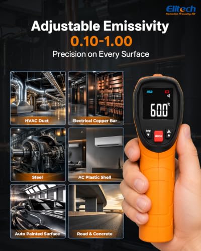 Elitech DIT‑520 Laser Temperature Gun 1652°F, 900°C Infraed Thermometer - color: -50 to 900°C