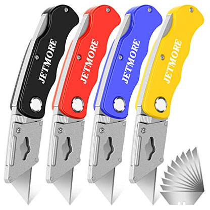 JETMORE Box Cutter Tools 4 Pack Utility Knife With 10 Mat Cutter Blades - color: 4 Pack