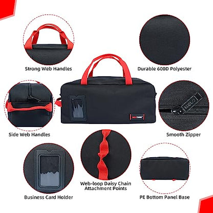 MELOTOUGH Tool Tote Bag Canvas Tool Storage Bag Combo Kit-Includes 1 Medium & 1 Big Toolbag for Electrician,Mechanic,Construction,HVAC (Black) - color: A-Black & Black
