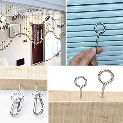 Pack of 20 Metal Hook Heavy-Duty Eye Screws, 304 Stainless Steel Screw Hooks, self-Tapping Eye Ring Bolt Hooks, Wood Terminal Eye Hole Hooks, Pendant Lights Wires, Strong Indoor - size: 20 Pack - 2-3/4"